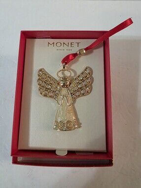 Monet 2025 Angel Ornament Filigree Crystals NIB